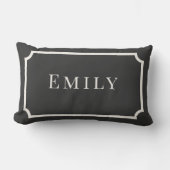 Preppy Gray & White Name Dorm Pillow ランバークッション (正面)