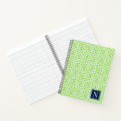 Preppy Greek Key Monogram – Lime Green & Navy ノートブック (内部)