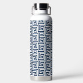 Preppy Greek Key Monogram - Navy & Green ウォーターボトル (背面)