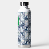 Preppy Greek Key Monogram - Navy & Green ウォーターボトル (左面)