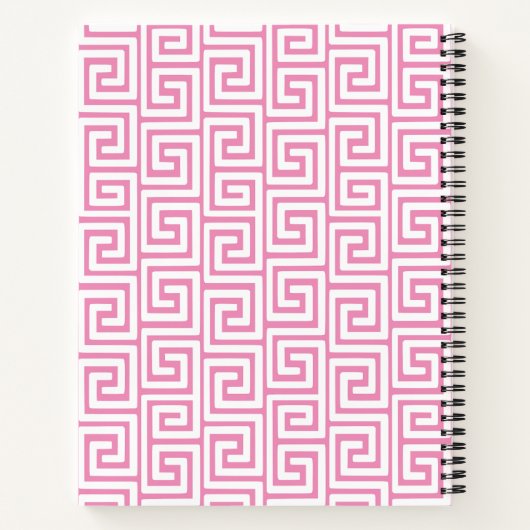Preppy Greek Key Monogram – Pink & Lime ノートブック (裏面)