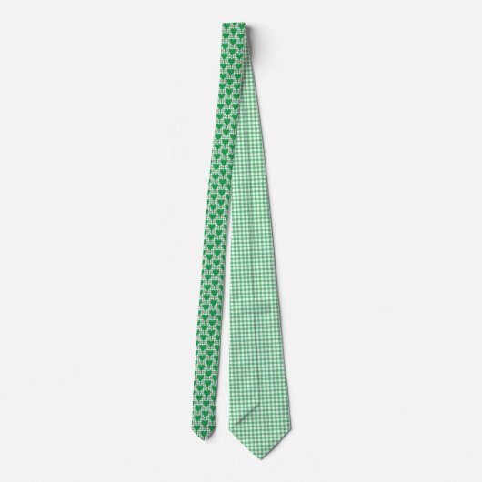 Preppy Green and Pink Wedding Gingham Pickleball ネクタイ (裏面)