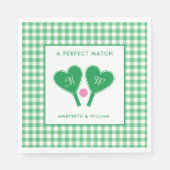 Preppy Green and Pink Wedding Pickleball スタンダードランチョンナプキン (正面)