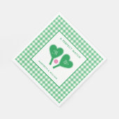 Preppy Green and Pink Wedding Pickleball スタンダードランチョンナプキン (角)
