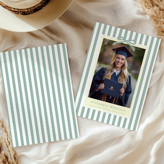 Preppy Green Arch Photo Graduation 案内状
