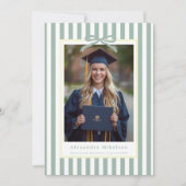 Preppy Green Bow 2 Photo Graduation Party 招待状 (正面)