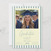 Preppy Green Bow 2 Photo Graduation Party 招待状 (裏面)
