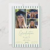 Preppy Green Bow 5 Photo Graduation 招待状 (裏面)