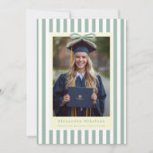 Preppy Green Bow 5 Photo Graduation Party 招待状 (正面)