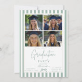 Preppy Green Bow 5 Photo Graduation Party 招待状 (裏面)