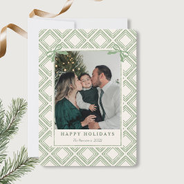Preppy Green Diamond Pattern Holiday Card