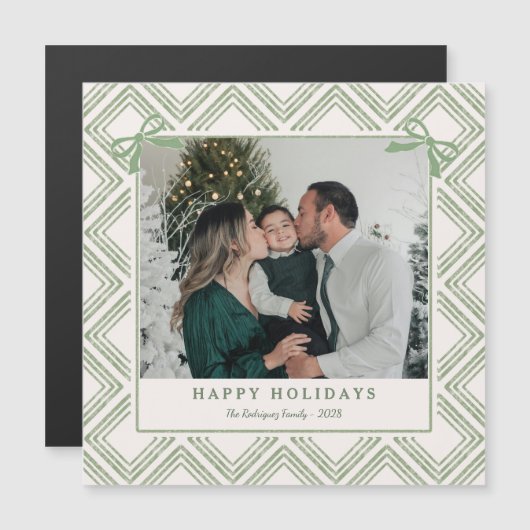 Preppy Green Diamond Pattern Holiday Magnetic Card (正面/裏面)
