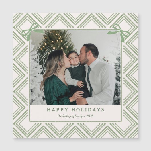 Preppy Green Diamond Pattern Holiday Magnetic Card (正面)