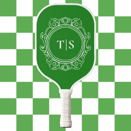 Preppy Green Ornate Classic Monogram ピックルボールラケット