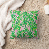 Preppy Green Palm Tree Pink | Tropical Coastal  クッション (ブランケット)