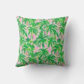 Preppy Green Palm Tree Pink | Tropical Coastal  クッション (裏面)