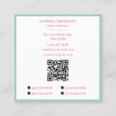 Preppy Green & Pink Stripes Bakery Logo QR Code スクエア名刺 (裏面)