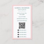 Preppy Green & Pink Stripes Bakery Logo QR Code 名刺 (裏面)
