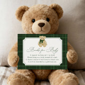 Preppy Green Plaid Teddy Bear Book Request エンクロージャーカード