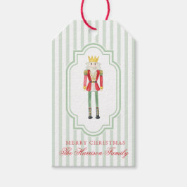 Preppy Green Red Watercolor Nutcracker Christmas ギフトタグ
