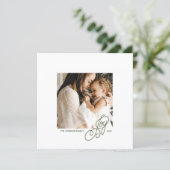 Preppy Green Striped Square Photo Holiday Card シーズンカード (スタンド正面)