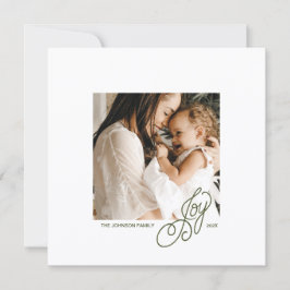 Preppy Green Striped Square Photo Holiday Card シーズンカード
