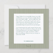 Preppy Green Striped Square Photo Holiday Card シーズンカード (裏面)