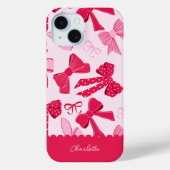 Preppy Hand Drawn Coquette Pink Red Bows Case-Mate iPhoneケース (裏面)