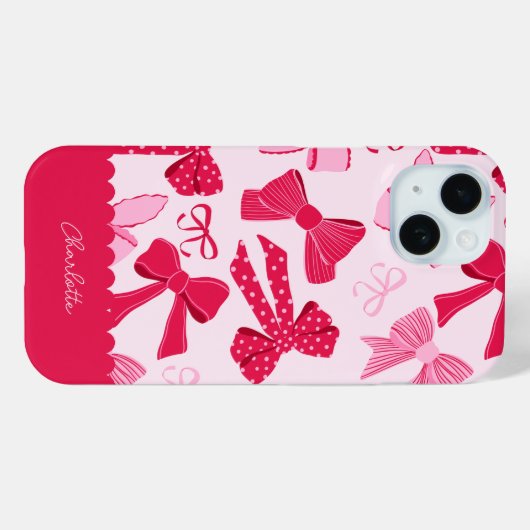 Preppy Hand Drawn Coquette Pink Red Bows Case-Mate iPhoneケース (裏面 (横))
