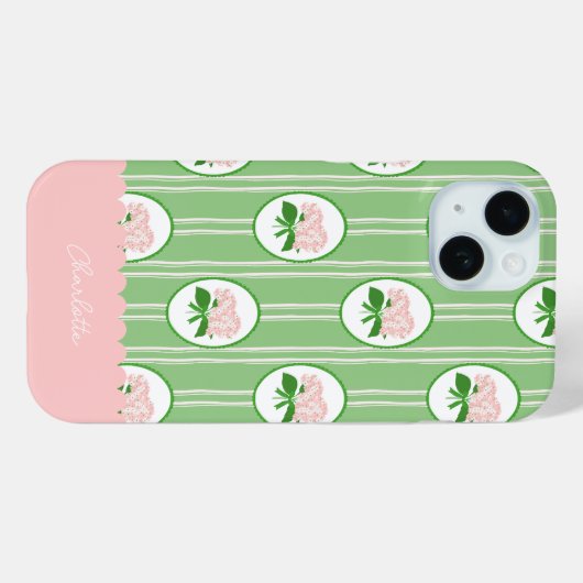 Preppy Hand Drawn Hydrangea Pink Green Frame Case-Mate iPhoneケース (裏面 (横))