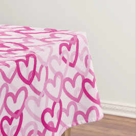 Preppy Hearts Pink テーブルクロス