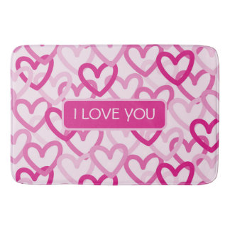 Preppy Hearts Pink バスマット