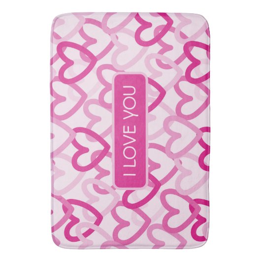 Preppy Hearts Pink バスマット (正面縦)