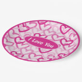 Preppy Hearts Pink ペーパープレート (アングル)