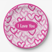 Preppy Hearts Pink ペーパープレート (正面)