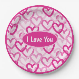 Preppy Hearts Pink ペーパープレート