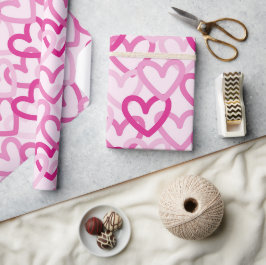 Preppy Hearts Pink ラッピングペーパー