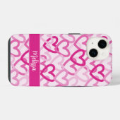 Preppy Hearts Pink iPhoneケース (裏面横)