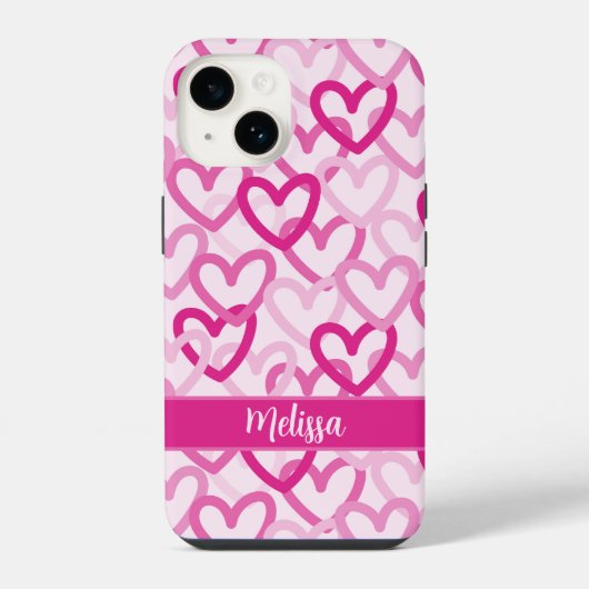 Preppy Hearts Pink iPhoneケース (裏面)