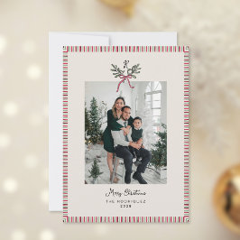 Preppy Holiday Card with Monogram and Family Photo シーズンカード