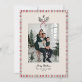 Preppy Holiday Card with Monogram and Family Photo シーズンカード (正面)