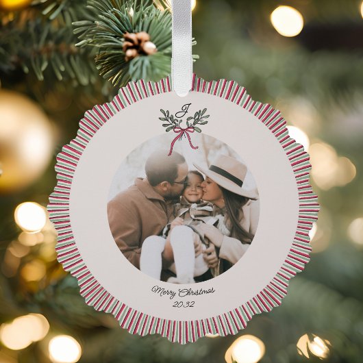 Preppy Holiday Paper Ornament with Photo  オーナメントカード