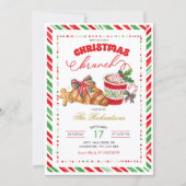 Preppy Holiday Pastries Christmas Brunch Party 招待状 (正面)