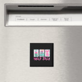 Preppy Holly Xmas Jolly Coquette Bow Christmas Tre マグネット (インサイチュ (食洗機))