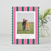 Preppy Joy Christmas Photo Card Scalloped Holiday シーズンカード (スタンド正面)