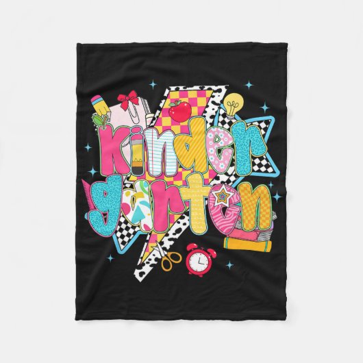 Preppy Kindergarten Dream Team Back To School Teac フリースブランケット (正面)