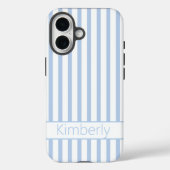 Preppy Light Blue Striped with Name  Case-Mate iPhoneケース (裏面)