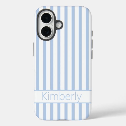 Preppy Light Blue Striped with Name  Case-Mate iPhoneケース (裏面)