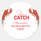 Preppy Lobster Seaside Bachelorette Party ラウンドシール (正面)