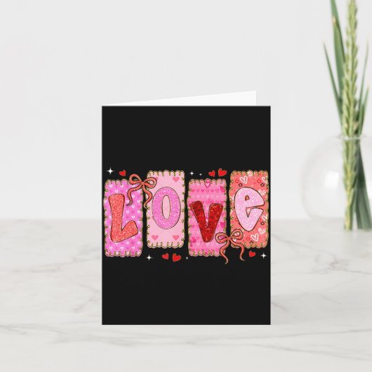 Preppy Love Valentine Nk Coquette Bow Girl Women K カード (正面)